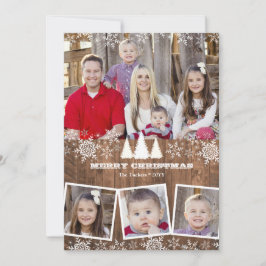 Rustieke Sneeuwvlokken 4 Foto Collage Kerstmis Feestdagenkaart