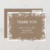 Rustieke sneeuwvlokken bruiloft Dank u Briefkaarte Briefkaart (Voorkant / Achterkant)
