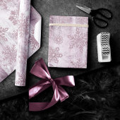 Rustieke sneeuwvlokken | Dusty Mauve Pink Wood Gra Cadeaupapier