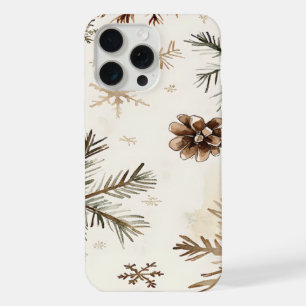 Rustieke sneeuwvlokken en dennenappels iPhone 15 pro max case