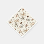 Rustieke sneeuwvlokken en dennenappels servet (Hoek)