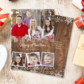 Rustieke sneeuwvlokken Foto Collage Christmas Kaar Feestdagenkaart