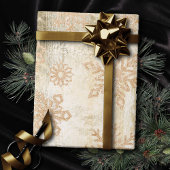 Rustieke sneeuwvlokken | Gouden Grunge Witte houte Cadeaupapier