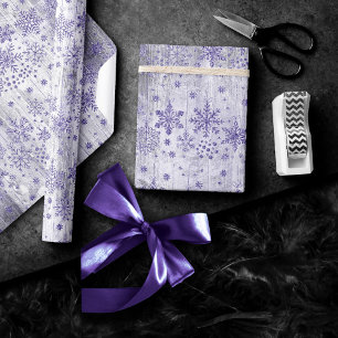 Rustieke sneeuwvlokken   Lavendel Paarse Scandinav Cadeaupapier