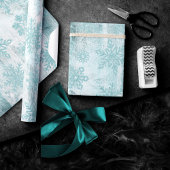 Rustieke sneeuwvlokken | Luxe turquoise houten pla Cadeaupapier
