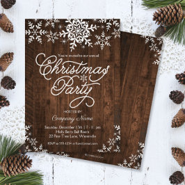 Rustieke sneeuwvlokken op houten kerstfeest kaart