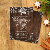 Rustieke sneeuwvlokken op houten kerstfeest kaart