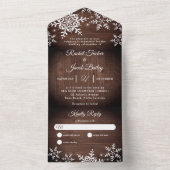 Rustieke Sneeuwvlokken op Houten Kerstmis Winter B All In One Uitnodiging (Binnen)