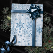 Rustieke sneeuwvlokken | Stoffig blauw Scandinavis Cadeaupapier