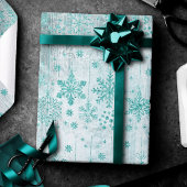 Rustieke sneeuwvlokken | Turquoise Mint Groene Ran Cadeaupapier