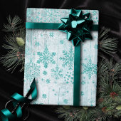 Rustieke sneeuwvlokken | Turquoise Mint Groene Ran Cadeaupapier