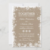 Rustieke sneeuwvlokken Winter Huwelijksuitnodiging Kaart (Voorkant)