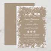 Rustieke sneeuwvlokken Winter Huwelijksuitnodiging Kaart (Voorkant / Achterkant)