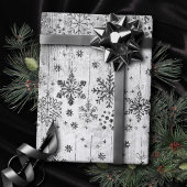 Rustieke sneeuwvlokken | Zilver Diamant Houten Pat Cadeaupapier