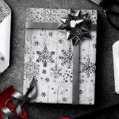 Rustieke sneeuwvlokken | Zilver Diamant Houten Pat Cadeaupapier