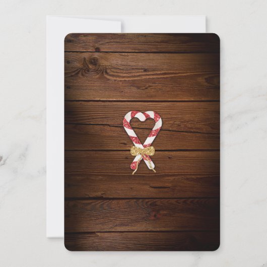 Rustieke snoep Cane Lijst Familie Foto Kerst Kaart (Achterkant)