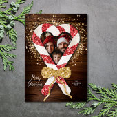 Rustieke snoep Cane Lijst Familie Foto Kerst Kaart