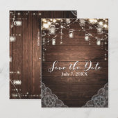 Rustieke snoerlampen Mason potten Kant Save the Da Aankondigingskaart (Voorkant / Achterkant)