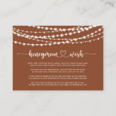 Rustieke snoerlampen terracotta huwelijksreis wens informatiekaartje (Voorkant)