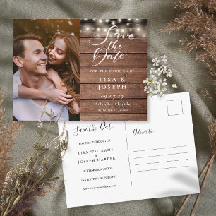 Rustieke snoerlampjes foto trouw save the date briefkaart