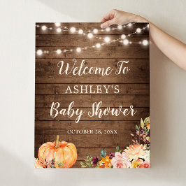 Rustieke snoerlampjes herfst pompoen baby shower poster