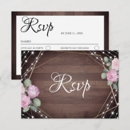 Rustieke snoerlampjes hout & bloem RSVP-huwelijk RSVP Kaartje