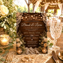 Rustieke snoerlampjes houten kaarsen kanten bruilo