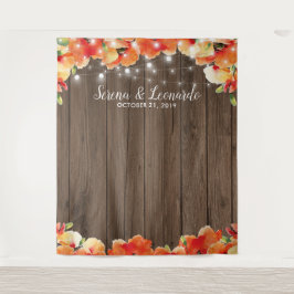 Rustieke snoerlampjes klaproos fotohokje bruiloft wandkleed