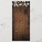 Rustieke snoerlampjes schuur houten bruiloft menu (Achterkant)