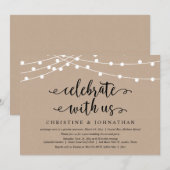 Rustieke snoerlampjes, Vier met ons mee, Elopement Kaart (Voorkant / Achterkant)