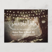 Rustieke snoerlampjes Vintage boom save the date Aankondigingskaart (Voorkant)