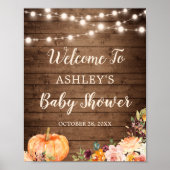 Rustieke snoerlichten Herfst Pompoen Baby Shower Poster (Voorkant)