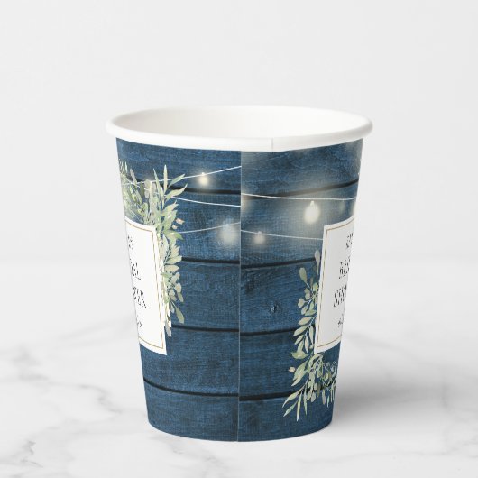 Rustieke snoerlichtjes groen bruidsfeest papieren bekers (Rechts)