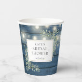 Rustieke snoerlichtjes groen bruidsfeest papieren bekers (Voorkant)