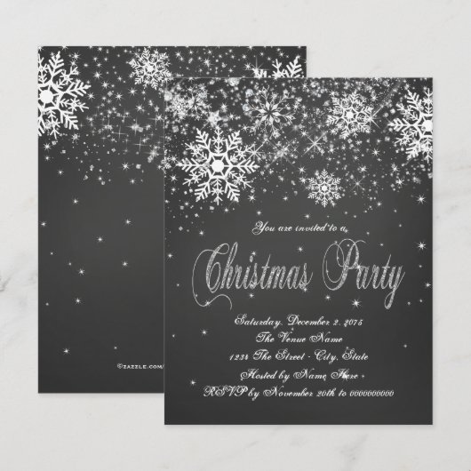 Rustieke Snowflake Chalk Corporate Christmas Party Kaart (Voorkant / Achterkant)