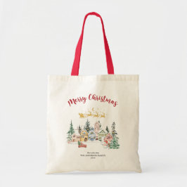 Rustieke Snowy House Christmas Family Holiday Tote Bag
