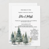 Rustieke Snowy Pine Tree Forest Outdoor Wedding Kaart (Voorkant / Achterkant)