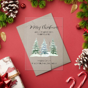 Rustieke Snowy Pine Trees Merry Christmas Kaart Acryl Uitnodigingen