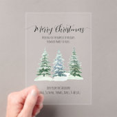 Rustieke Snowy Pine Trees Merry Christmas Kaart Acryl Uitnodigingen (Insitu (Draagbaar))