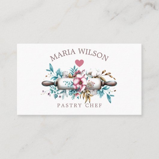 Rustieke Sociale Media Iconen Gebak Chef Rolling P Visitekaartje (Voorkant)