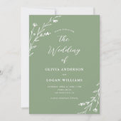 Rustieke Soft Sage Green Wildflower Boho Wedding Kaart (Voorkant)