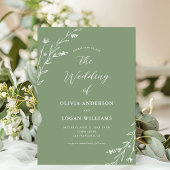 Rustieke Soft Sage Green Wildflower Boho Wedding Kaart