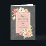 Rustieke Son & Son in Law Bruiloft Jubileum Kaart<br><div class="desc">Gelukkige trouwjubileumkaart voor zoon en schoonzoon met rustieke landelijke bloemen,  krijtbordpatroon en oprechte vers.</div>