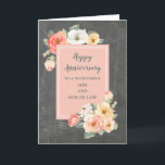 Rustieke Son & Son in Law Bruiloft Jubileum Kaart<br><div class="desc">Gelukkige trouwjubileumkaart voor zoon en schoonzoon met rustieke landelijke bloemen,  krijtbordpatroon en oprechte vers.</div>