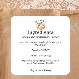 Rustieke Sourdough Bakkerij Ingrediënten Product Vierkante Sticker