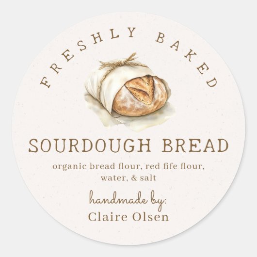 Rustieke Sourdough Ingredienten Ronde Sticker (Voorkant)