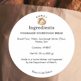 Rustieke Sourdough Ingrediëntenlijst Bakkerij Prod Ronde Sticker