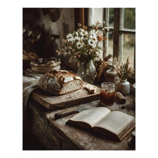Rustieke Sourdough & Wilde Bloemen Foto Afdruk (Voorkant)