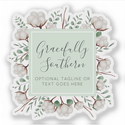 Rustieke Southern Cotton Boll Flowers Boutique Log Sticker (Voorkant)