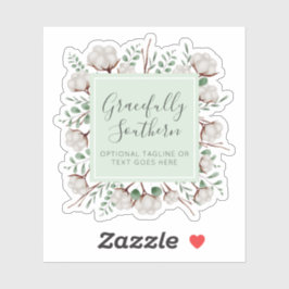 Rustieke Southern Cotton Boll Flowers Boutique Log Sticker